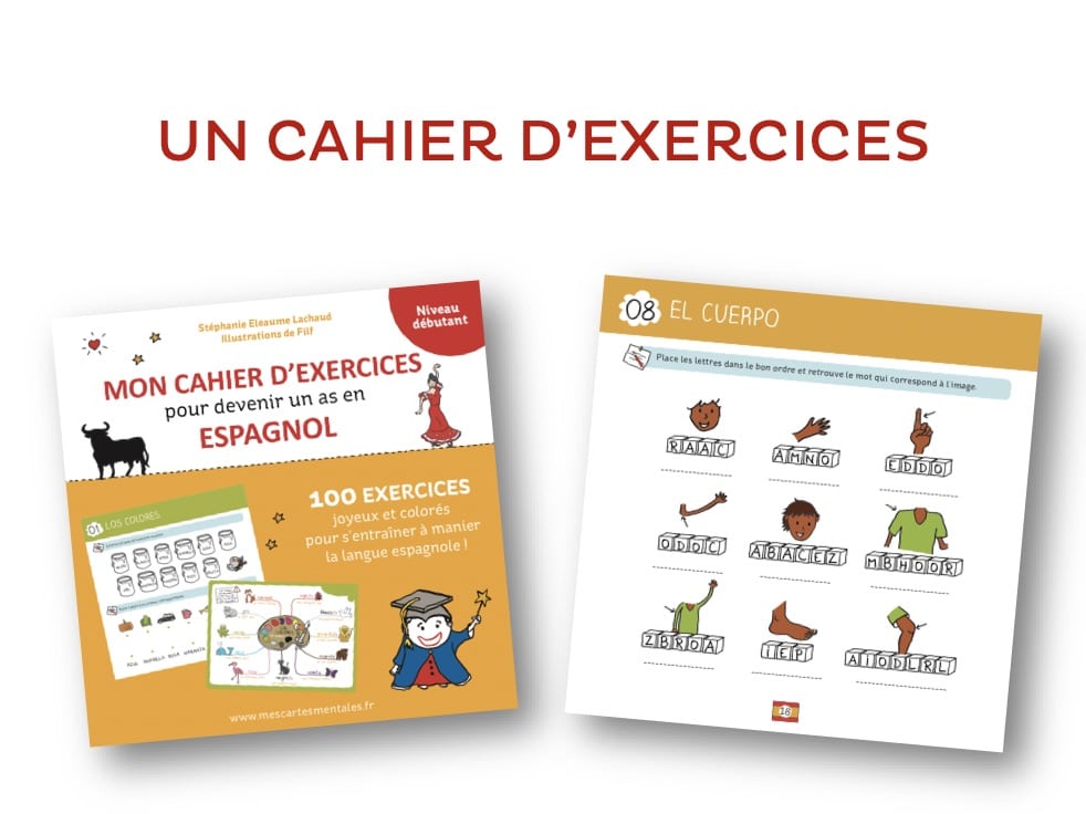 Page D'accueil Cahier Espagnol Coffret de cartes mentales J'apprends l'espagnol + son cahier d'exercices