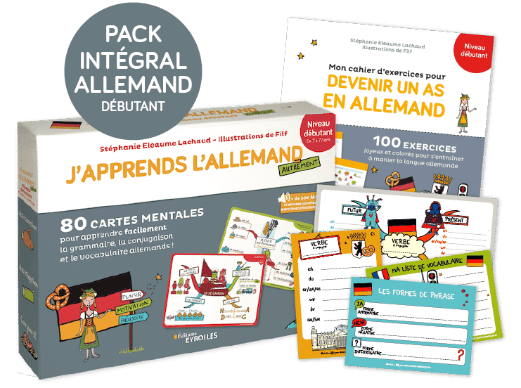 Pack Intégral 80 cartes mentales d'allemand + accessoires