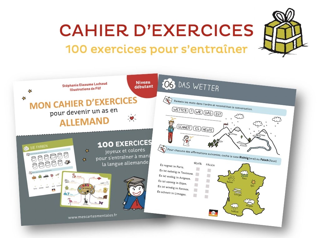 Coffret de 80 cartes mentales d'allemand (débutant)