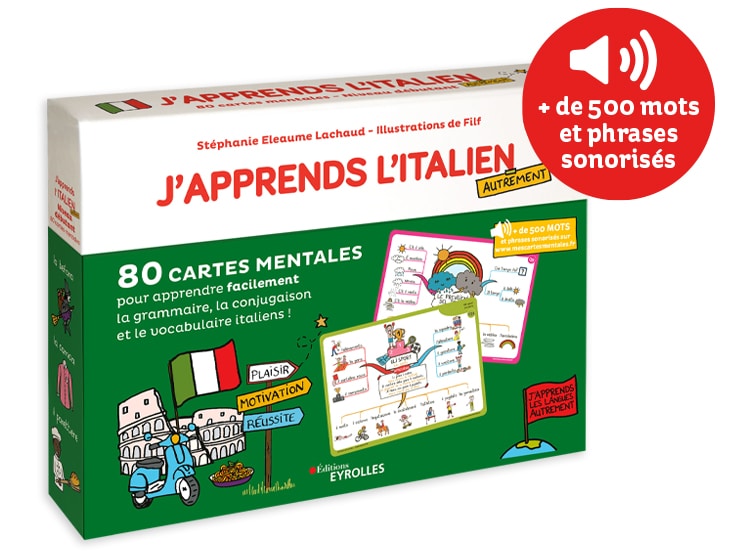 Coffret de 80 cartes mentales pour apprendre l'italien (niveau débutant)