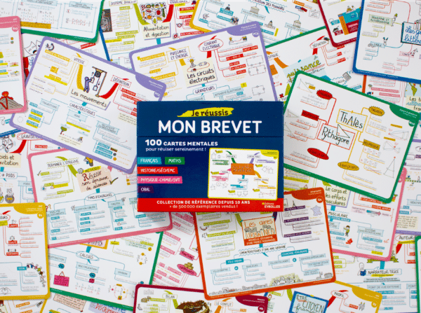 Coffret de 100 cartes mentales niveau 3e pour réviser son brevet (français, maths, histoire-géo-EMC, physique-chimie, SVT et oral du brevet) par Stéphanie Eleaume-Lachaud et Filf aux éditions Eyrolles