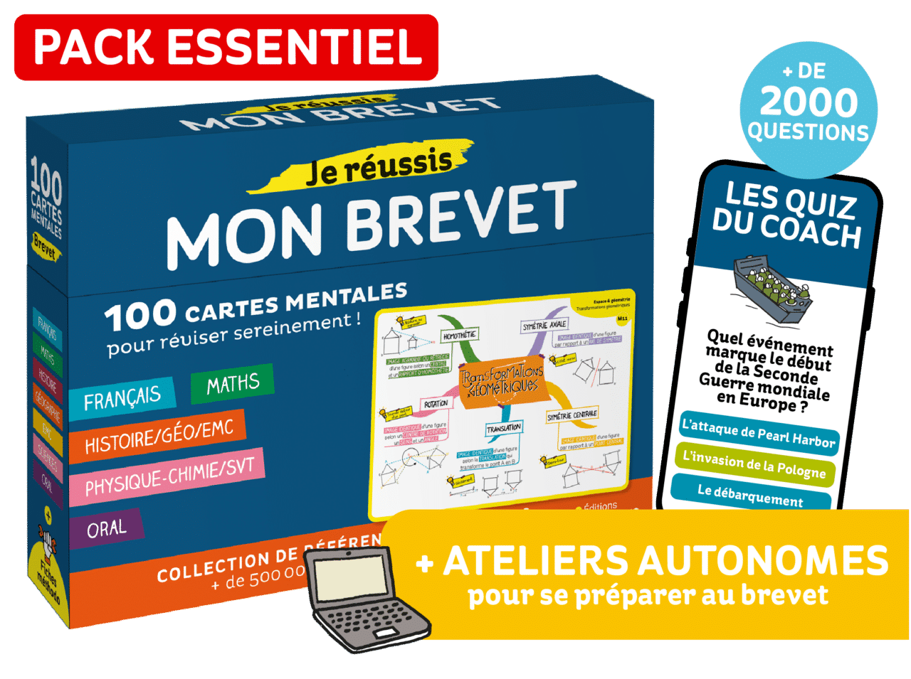 Pack Essentiel de cartes mentales Je réussis mon brevet