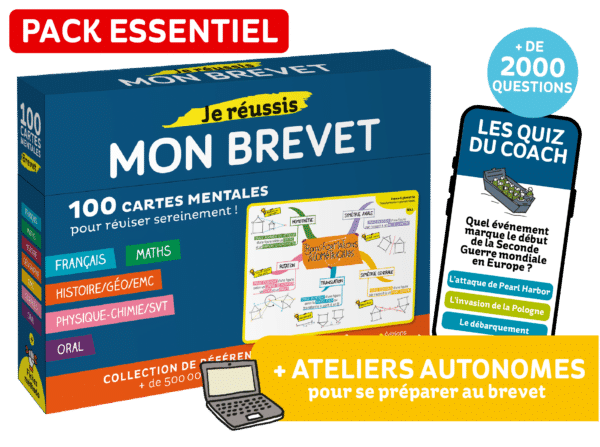 Pack Essentiel de cartes mentales Je réussis mon brevet