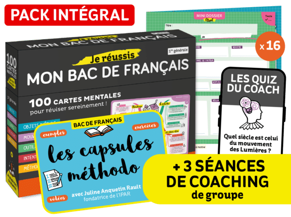 Pack intégral coffret de cartes mentales pour réussir son bac de français
