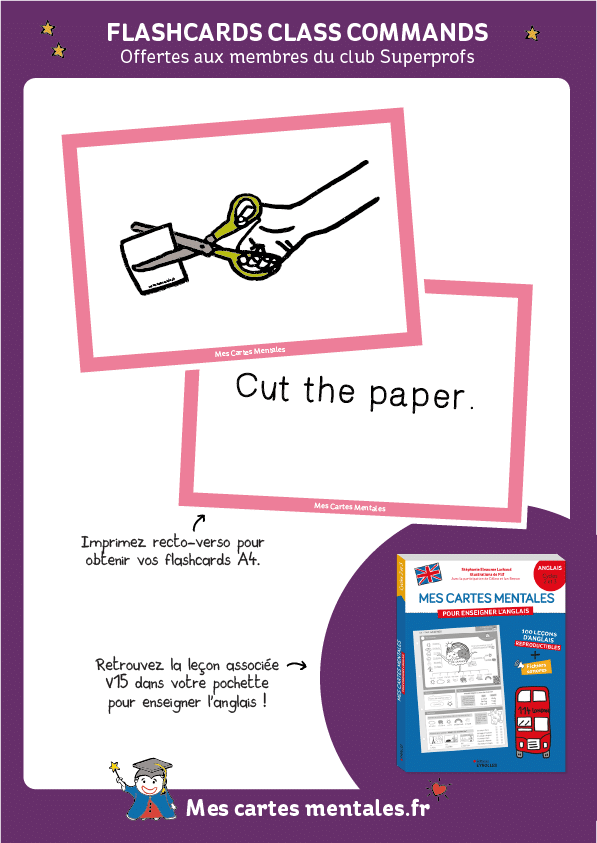 Flashcards class commands. Niveau débutant.